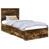 vidaXL Cadru de pat Stejar fumuriu 90 x 190 cm Lemn prelucrat