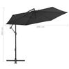 vidaXL Umbrelă consolă de grădină cu stâlp din aluminiu, negru, 300 cm