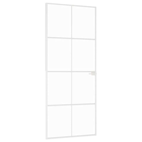 vidaXL Ușă de interior alb 83x201,5 cm sticlă securiz. / aluminiu slim