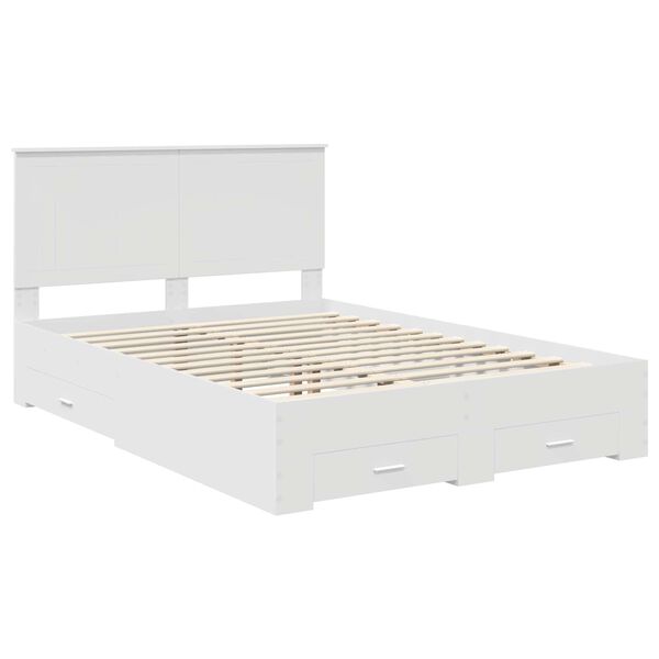 vidaXL Cadru de pat cu headboard Alb 140 x 200 cm Lemn compozit