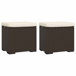 vidaXL Taburete cu perne, 2 buc, maro, 40x30x40 cm, poliratan