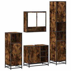 vidaXL Set de mobilier de baie 4 piese Lemn prelucrat de stejar afumat