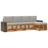 vidaXL Set de canapele de exterior 5 buc. Natural și gri deschis