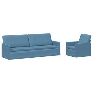 vidaXL Set de canapea 2 pcs albastru Țesătură din corduroy