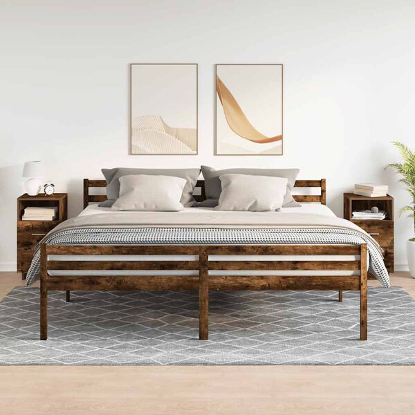 vidaXL Noptiere 2 buc cu 2 sertare stejar afumat 36x36x68 cm