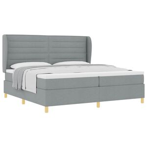 vidaXL Pat cu arcuri cu saltea Gri deschis 200 x 200 cm țesătură