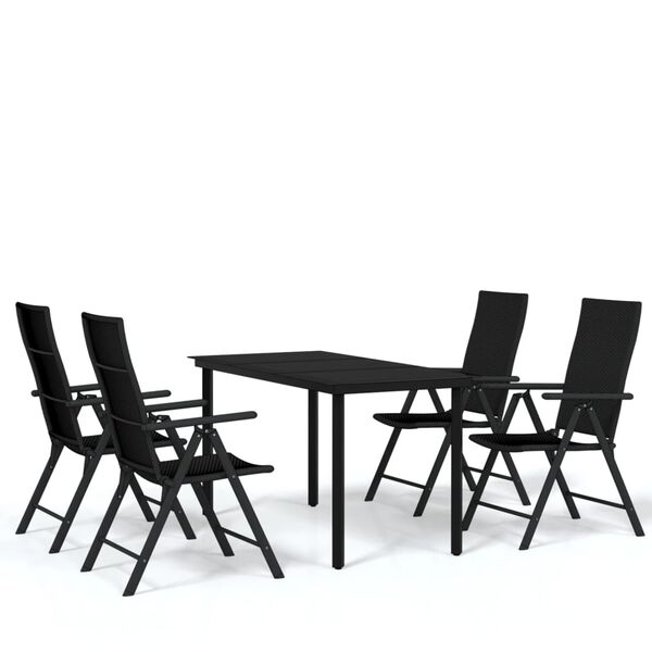 vidaXL Set de servit masa pentru grădină, 5 piese, negru