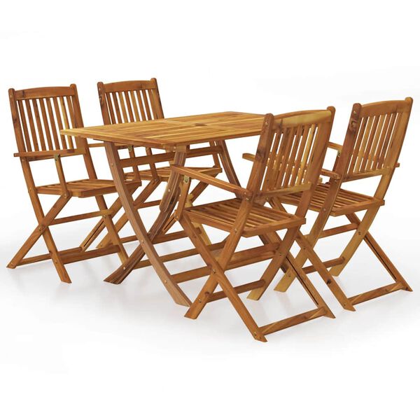 vidaXL Set mobilier de exterior pliabil, 5 piese, lemn masiv de acacia