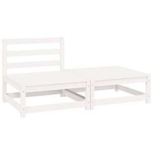 vidaXL Set mobilier de grădină, 2 piese, alb, lemn masiv de pin