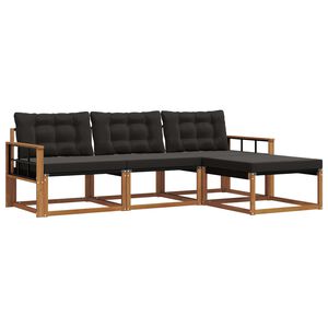 vidaXL Set de canapele de exterior 4 buc. Natural și Negru