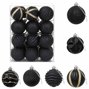 vidaXL Set de globuri de Crăciun 36 buc. Negru 6 cm Polistiren