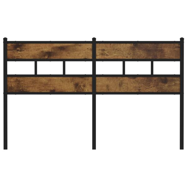 vidaXL Tăblie de pat, stejar fumuriu, 150 cm, fier și lemn prelucrat