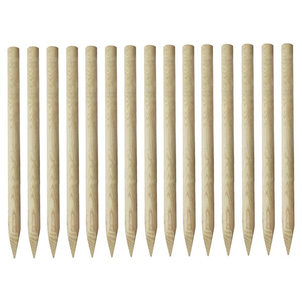 vidaXL St&acirc;lpi gard ascuțiți, 15 buc., 4 x 170 cm, lemn de pin tratat