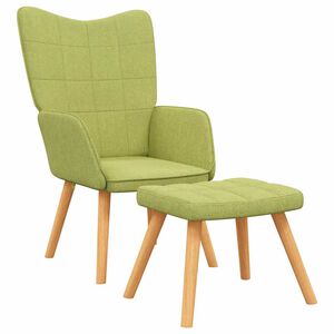vidaXL Scaun de relaxare cu taburet, verde, textil