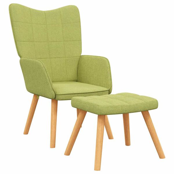 vidaXL Scaun de relaxare cu taburet, verde, textil