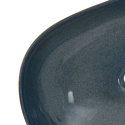 vidaXL Lavoar de blat, nisipiu și albastru 59x40x14 cm, ceramică, oval