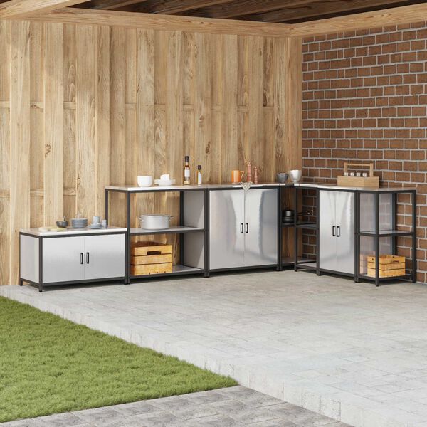 vidaXL Depozitare pentru bucătărie Argintiu 60 x 50 x 92 cm Oțel