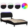 vidaXL Cadru de pat cu LED fără saltea Hvar Negru 100x200 cm Material