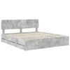 vidaXL Cadru de pat cu headboard Gri Beton 200 x 200 cm Lemn prelucrat