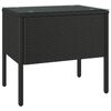 vidaXL Masă laterală negru 53x37x48 cm poliratan sticlă securizată