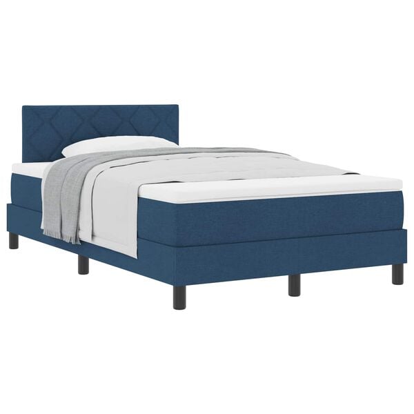 vidaXL Pat cu arcuri cu headboard albastru 120 x 190 cm țesătură