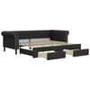 vidaXL Pat de zi cu extensie și sertare negru 90x200cm piele ecologică