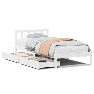 vidaXL Cadru de pat fără saltea, alb, 75x190 cm, lemn masiv de pin