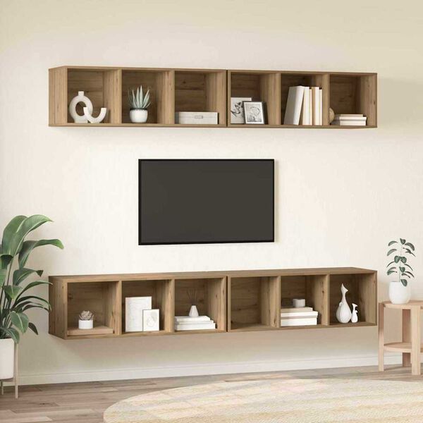 vidaXL Set comodă TV 4 pcs Stejar Artizanal 37 x 37 x 107,5 cm