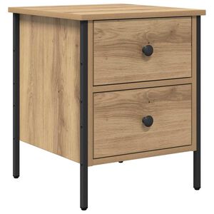 vidaXL Noptieră stejar artizanal 40 x 42 x 50 cm Lemn compus și metal
