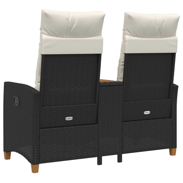 vidaXL Bancă reclinabilă cu masă Negru și Alb crem 126 x 65 x 112 cm