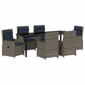 vidaXL Set de masă pentru grădină 7 pcs Gri Rattan poli