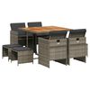 vidaXL Set mobilier grădină cu perne, 9 piese, gri, poliratan