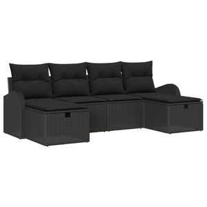 vidaXL Set de canapele pentru grădină cu pernă 6 pcs Negru poliratan