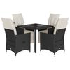 vidaXL Set mobilier de grădină cu perne, 5 piese, negru, poliratan