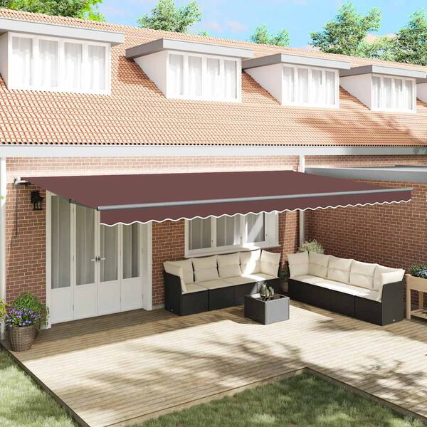 vidaXL Copertină retractabilă manual, maro, 600x300 cm