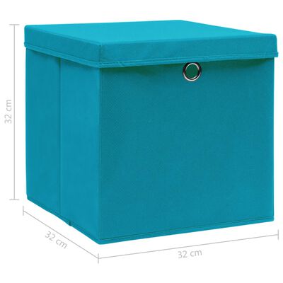 vidaXL Cutii depozitare cu capace 4 buc. albastru, 32x32x32 cm, textil