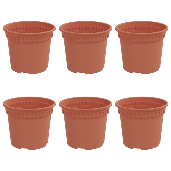 vidaXL Ghiveci rotund pentru flori 6 pcs Roșu cărămidă &Oslash; 12,5 x 10 cm