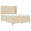 vidaXL Pat cu arcuri cu saltea cu headboard Crem 190 x 140 cm țesătură