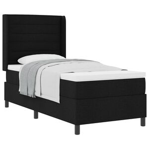 vidaXL Pat cu arcuri cu saltea cu headboard Negru 200 x 80 cm țesătură