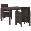 vidaXL Set de masă pentru grădină 3 pcs Maro Polipropilenă