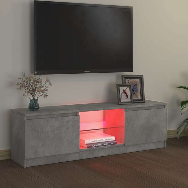 vidaXL Comodă TV cu lumini LED, gri beton, 120x30x36 cm