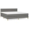 vidaXL Pat box spring cu saltea, gri &icirc;nchis, 180x200 cm, textil