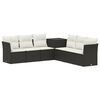 vidaXL Set de canapea 7 pcs Negru și Alb crem Ratan poli și Oțel