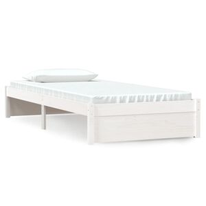 vidaXL Cadru de pat single, alb, 90x190 cm, lemn masiv