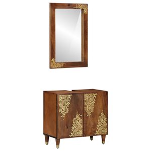 vidaXL Set dulap baie Pe perete 2 pcs Maro miere Lemn de mango solid
