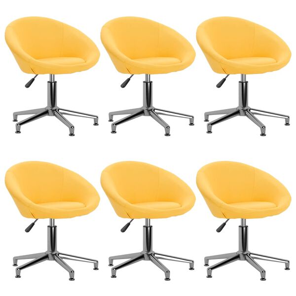 vidaXL Scaune de masă pivotante, 6 buc., galben, material textil