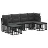 vidaXL Set de canapele de exterior 6-Locuri Negru Poliester