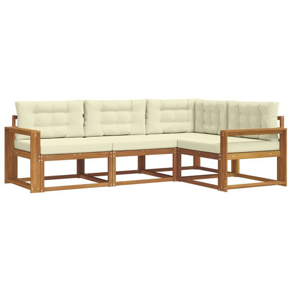 vidaXL Set de canapele de exterior cu pernă 4 pcs Natural și Crem