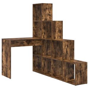 vidaXL Birou de colț cu raft Stejar fumuriu 101,5 x 149,5 x 149,5 cm