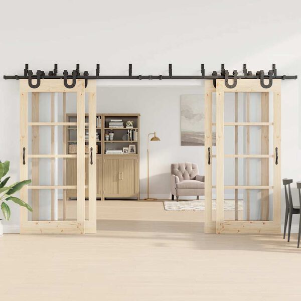 vidaXL Set feronerie pentru uși glisante, negru, 400 cm, oțel